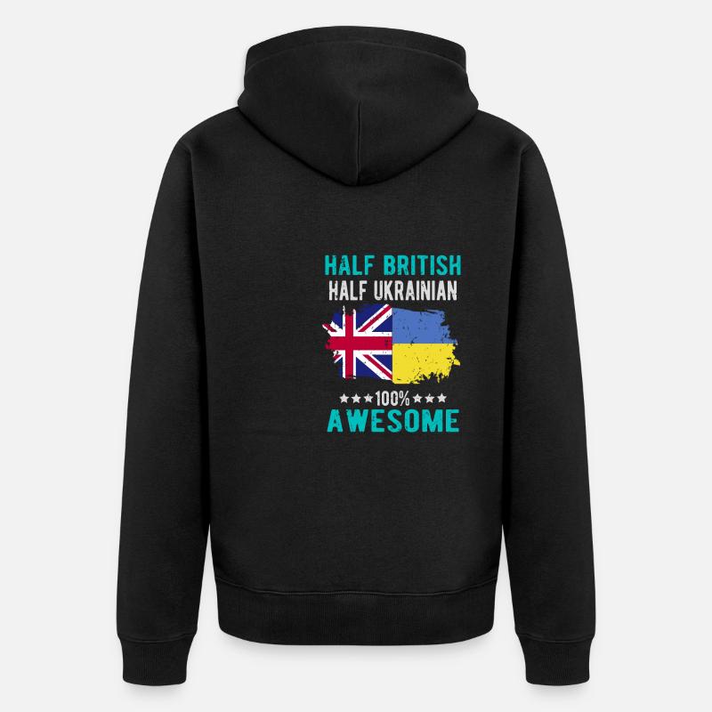 Halb Brite Halb Ukrainer - Unisex Premium Bio Zip Hoodie - Schwarz