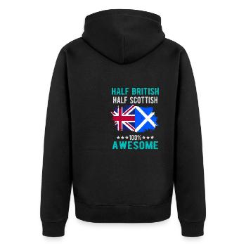 Halb Brite Halb Schotte - Unisex Premium Bio Zip Hoodie - Schwarz - Hinten - Nico (187cm)