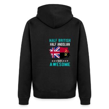 Halb Brite Halb Angolier - Unisex Premium Bio Zip Hoodie - Schwarz - Hinten - Nico (187cm)