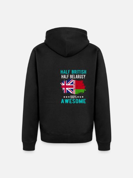 Half British Half Belarusian - Unisex Premium Organic Zip Hoodie - black
