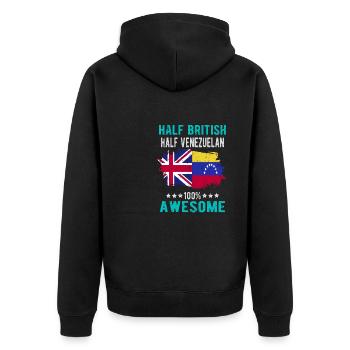 Half British Half Venezuelan - Unisex Premium Organic Zip Hoodie - black - Back - Nico (187cm)