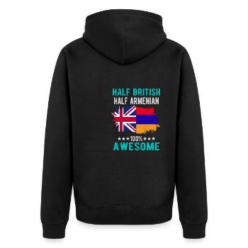 Halb Brite Halb Armenier - Unisex Premium Bio Zip Hoodie - Schwarz - Hinten - Nico (187cm)