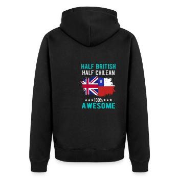 Half British Half Chilean - Unisex Premium Organic Zip Hoodie - black - Back - Nico (187cm)