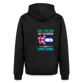 Half British Half Salvadoran - Unisex Premium Organic Zip Hoodie - black - Back - Nico (187cm)