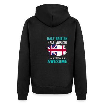 Halb Brite Halb Engländer - Unisex Premium Bio Zip Hoodie - Schwarz - Hinten - Nico (187cm)
