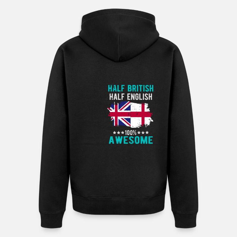 Halb Brite Halb Engländer - Unisex Premium Bio Zip Hoodie - Schwarz