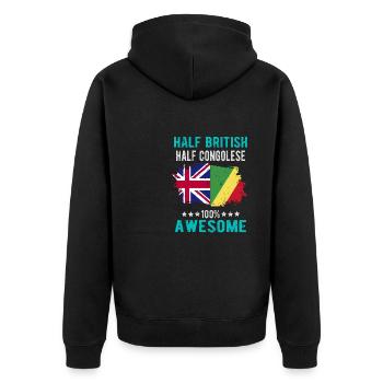 Halb Brite Halb Kongolese - Unisex Premium Bio Zip Hoodie - Schwarz - Hinten - Nico (187cm)