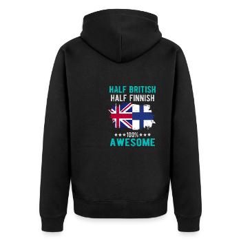 Half British Half Finn - Unisex Premium Organic Zip Hoodie - black - Back - Nico (187cm)