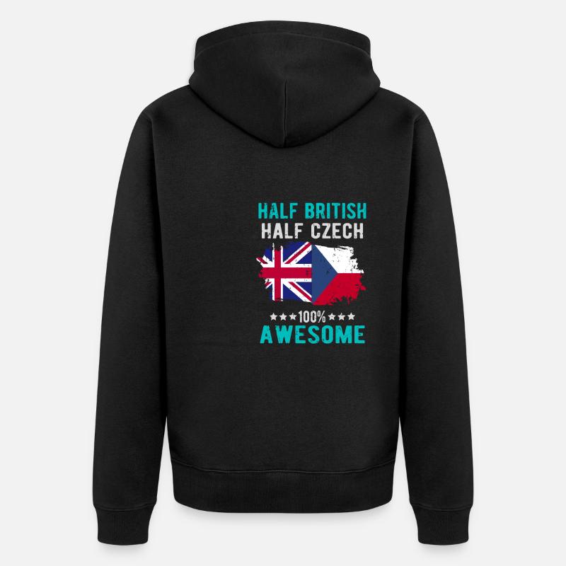 Halb Brite Halb Tscheche - Unisex Premium Bio Zip Hoodie - Schwarz