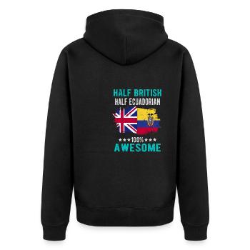 Halb Brite Halb Ecuadorianer - Unisex Premium Bio Zip Hoodie - Schwarz - Hinten - Nico (187cm)