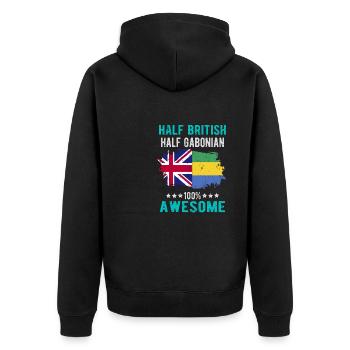 Half British Half Gabonese - Unisex Premium Organic Zip Hoodie - black - Back - Nico (187cm)