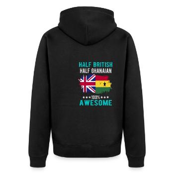 Halb Brite Halb Ghanese - Unisex Premium Bio Zip Hoodie - Schwarz - Hinten - Nico (187cm)