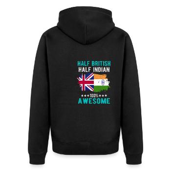Halb Brite Halb Inder - Unisex Premium Bio Zip Hoodie - Schwarz - Hinten - Nico (187cm)