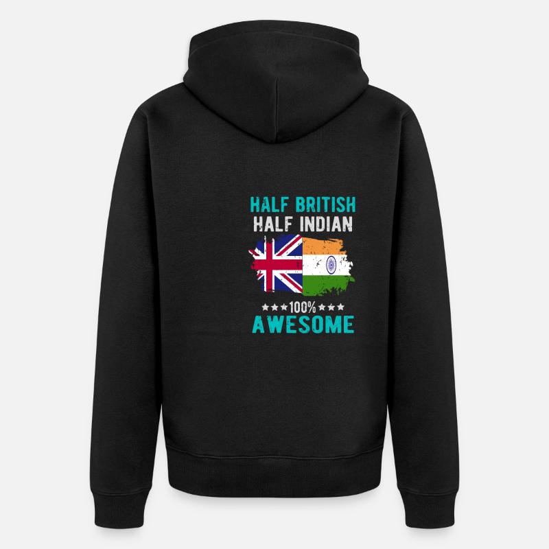 Moitié britannique moitié indien - Veste à capuche bio Premium Unisexe - noir