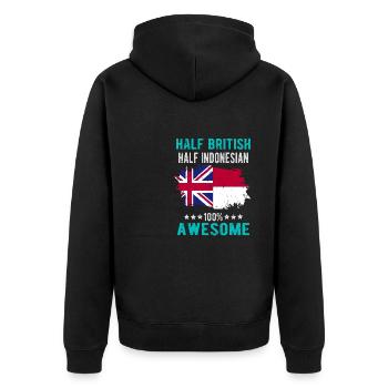 Half British Half Indonesian - Unisex Premium Organic Zip Hoodie - black - Back - Nico (187cm)
