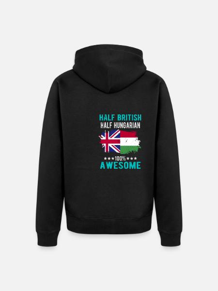 Half British Half Hungarian - Unisex Premium Organic Zip Hoodie - black