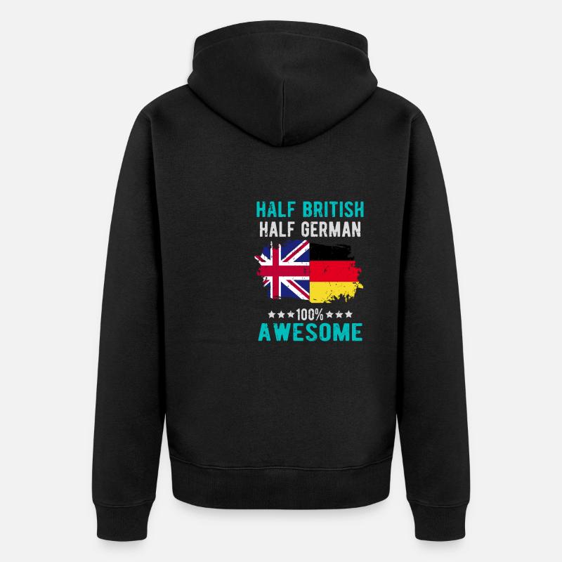Halb Brite Halb Deutscher - Unisex Premium Bio Zip Hoodie - Schwarz