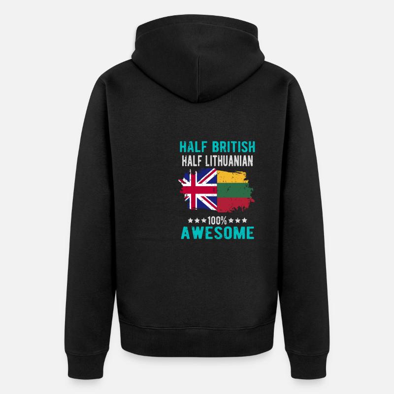 Halb Brite Halb Litauer - Unisex Premium Bio Zip Hoodie - Schwarz