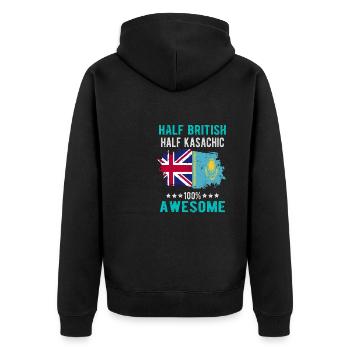 Halb Brite Halb Kasache - Unisex Premium Bio Zip Hoodie - Schwarz - Hinten - Nico (187cm)
