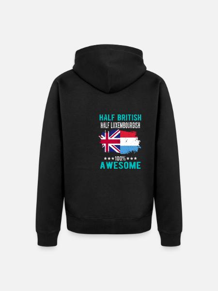 Half British Half Luxembourger - Unisex Premium Organic Zip Hoodie - black