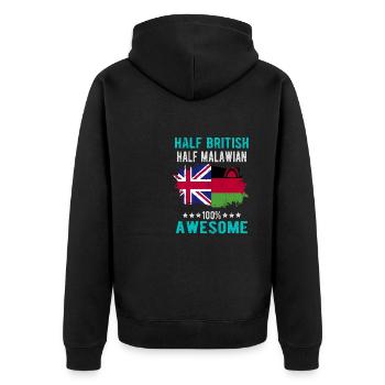 Half British Half Malawi - Unisex Premium Organic Zip Hoodie - black - Back - Nico (187cm)