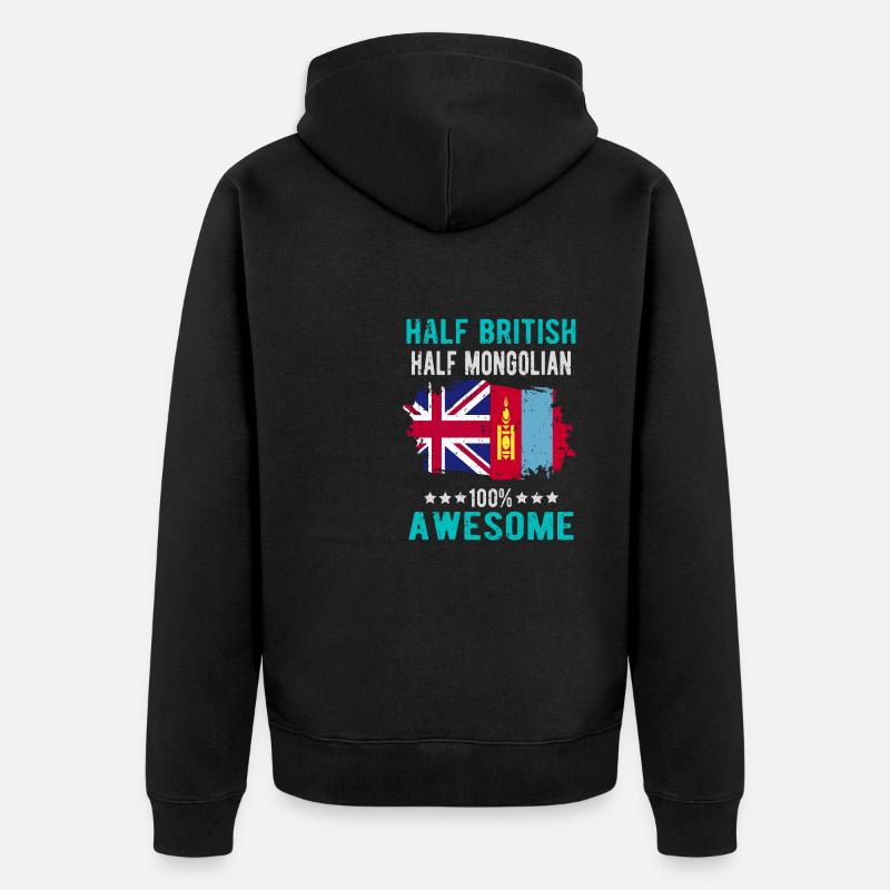 Halb Brite Halb Mongole - Unisex Premium Bio Zip Hoodie - Schwarz