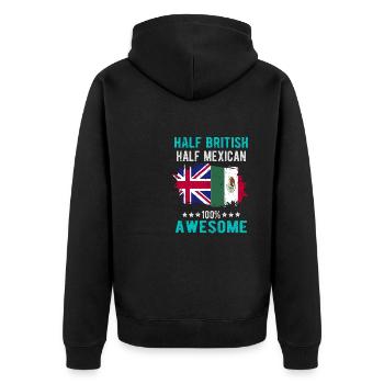 Halb Brite Halb Mexikaner - Unisex Premium Bio Zip Hoodie - Schwarz - Hinten - Nico (187cm)