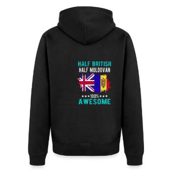 Halb Brite Halb Moldawier - Unisex Premium Bio Zip Hoodie - Schwarz - Hinten - Nico (187cm)