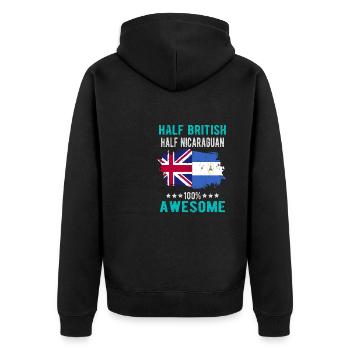 Halb Brite Halb Nicaraguaner - Unisex Premium Bio Zip Hoodie - Schwarz - Hinten - Nico (187cm)