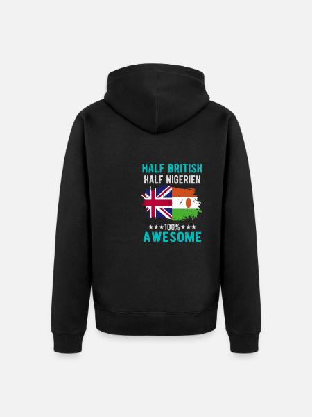 Half British Half Nigrer - Unisex Premium Organic Zip Hoodie - black