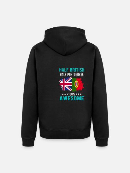 Half British Half Portuguese - Unisex Premium Organic Zip Hoodie - black