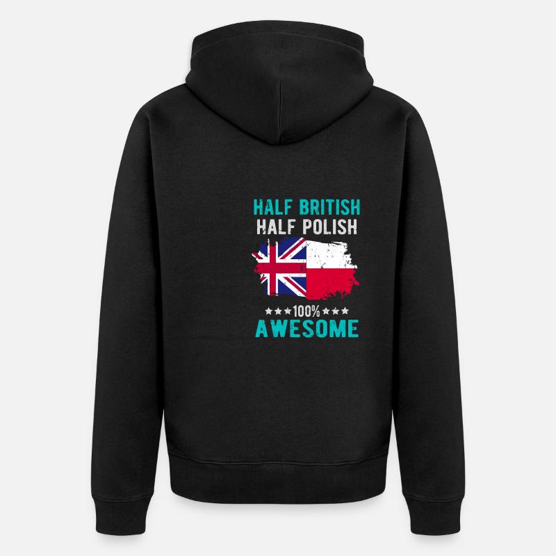 Halb Brite Halb Singapurer - Unisex Premium Bio Zip Hoodie - Schwarz