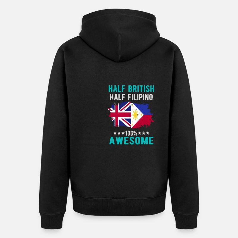 Halb Brite Halb Philippiner - Unisex Premium Bio Zip Hoodie - Schwarz