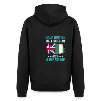 Half British Half Nigerian - Unisex Premium Organic Zip Hoodie - black - Back - Nico (187cm)