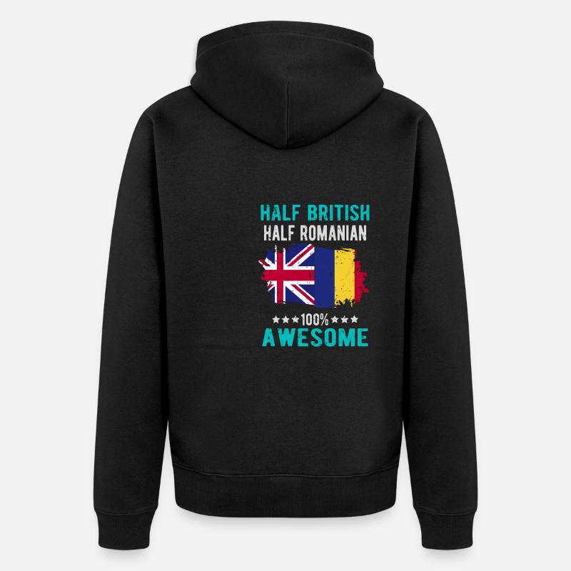 Moitié britannique moitié roumain - Veste à capuche bio Premium Unisexe - noir