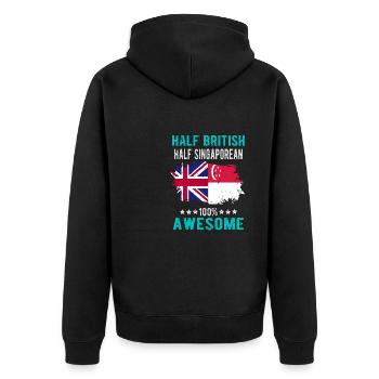 Half British Half Singaporean - Unisex Premium Organic Zip Hoodie - black - Back - Nico (187cm)