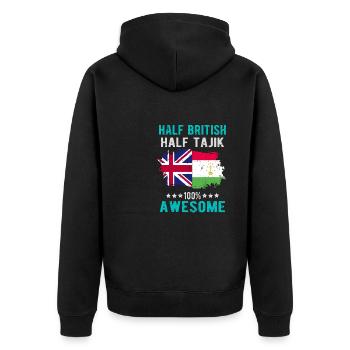 Half British Half Tajik - Unisex Premium Organic Zip Hoodie - black - Back - Nico (187cm)