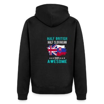 Half British Half Slovak - Unisex Premium Organic Zip Hoodie - black - Back - Nico (187cm)