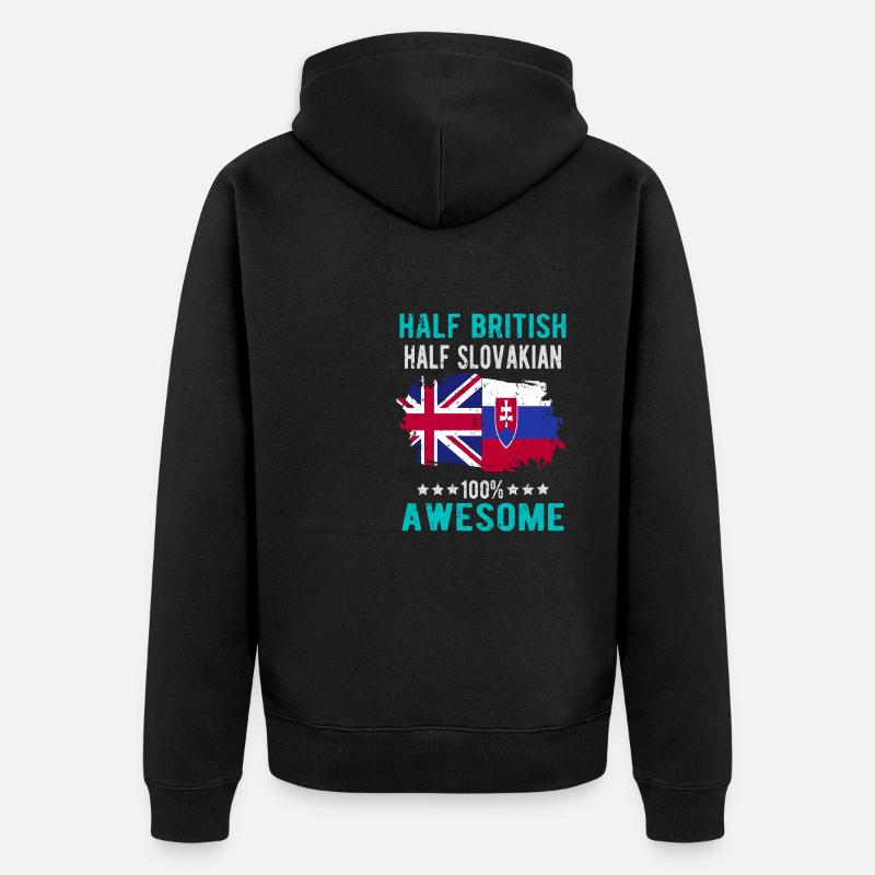 Halb Brite Halb Slowake - Unisex Premium Bio Zip Hoodie - Schwarz