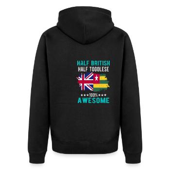 Halb Brite Halb Tongolese - Unisex Premium Bio Zip Hoodie - Schwarz - Hinten - Nico (187cm)