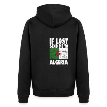Algerien Flagge Spruch - Unisex Premium Bio Zip Hoodie - Schwarz - Hinten - Nico (187cm)