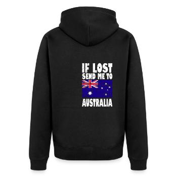Australien Flagge Spruch - Unisex Premium Bio Zip Hoodie - Schwarz - Hinten - Nico (187cm)