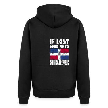 Drapeau de la République dominicaine - Veste à capuche bio Premium Unisexe - noir - Dos - Nico (187cm)