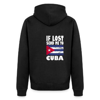 Cuba Flag Saying - Unisex Premium Organic Zip Hoodie - black - Back - Nico (187cm)