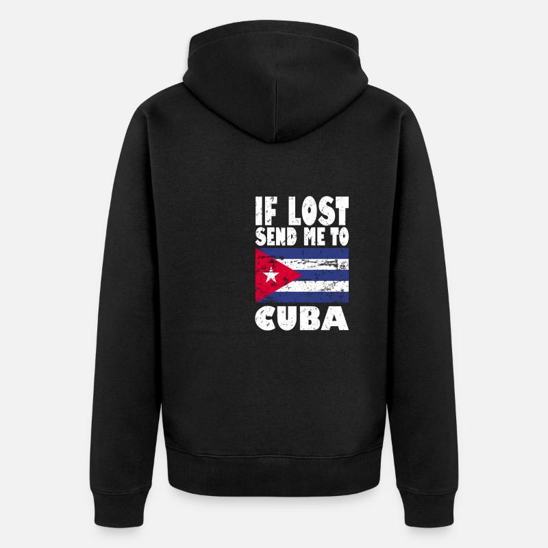 Cuba Flag Saying - Unisex Premium Organic Zip Hoodie - black