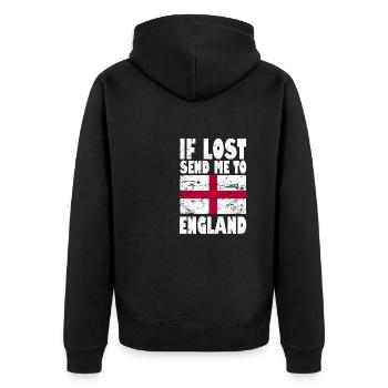 England Flag Saying - Unisex Premium Organic Zip Hoodie - black - Back - Nico (187cm)
