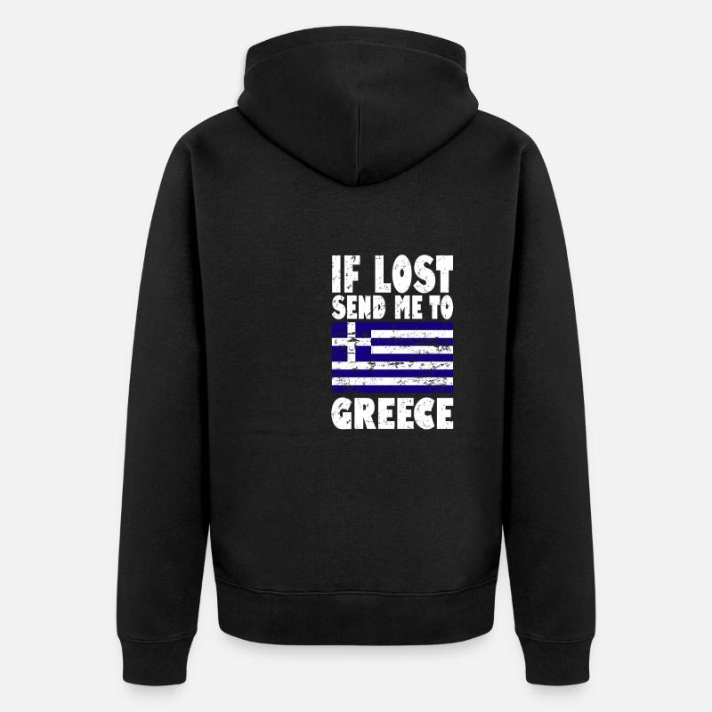 Griechenland Flagge Spruch - Unisex Premium Bio Zip Hoodie - Schwarz