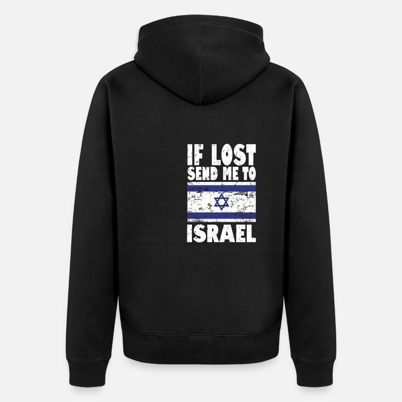 Dicton du drapeau Isreal - Veste à capuche bio Premium Unisexe - noir