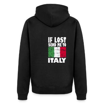 Italien Flagge Spruch - Unisex Premium Bio Zip Hoodie - Schwarz - Hinten - Nico (187cm)