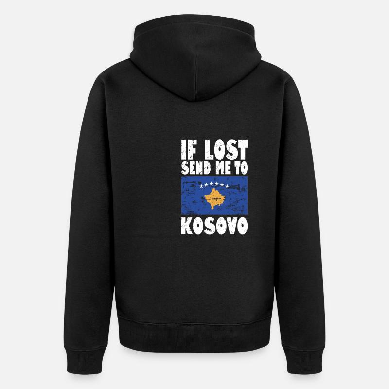Slogan du drapeau du Kosovo - Veste à capuche bio Premium Unisexe - noir